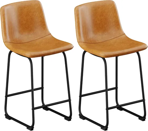 Vista 12 de YaFiti - Juego de 2 sillas de comedor de 18 pulgadas, sillas modernas tapizadas para comedor con cojines de piel sintética y patas de metal, silla