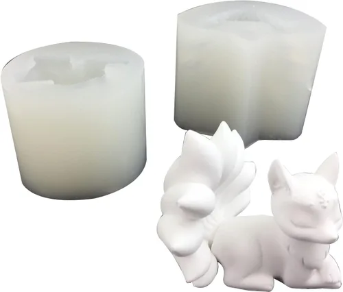 Vista 4 de Molde de resina epoxi con forma de zorros de nueve colas, antiadherente, vela perfumada, molde de silicona, manualidades de yeso, herramienta
