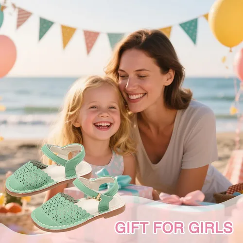 Vista 40 de THEE BRON Sandalias cómodas para niñas, zapatos para niños, sandalias rellenas