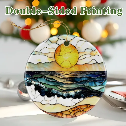 Vista 3 de Adorno de puesta de sol de playa, adorno de Navidad, decoración de árbol de Navidad, decoración de vacaciones, relleno de calcetines, idea de regalo