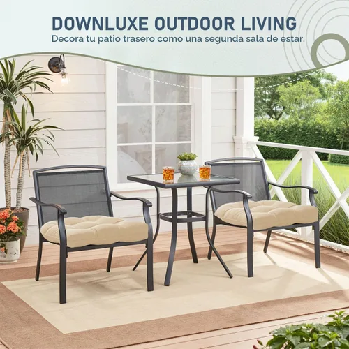 Vista 8 de downluxe Juego de 2 cojines para sillas de exterior para muebles de patio, cojines impermeables acolchados rellenos para muebles de patio, cojín