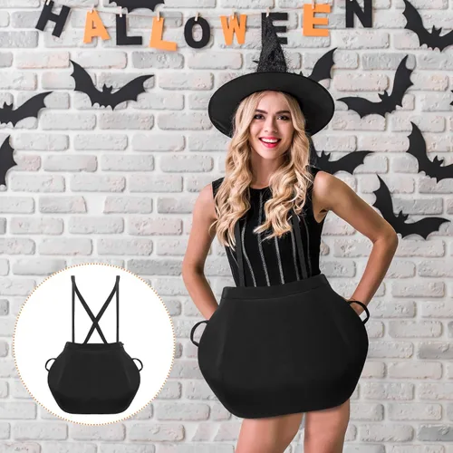 Vista 5 de Toulite Disfraz de caldero para Halloween del día de San Patricio con correa para el hombro, disfraz de olla para fiesta de adultos, accesorio