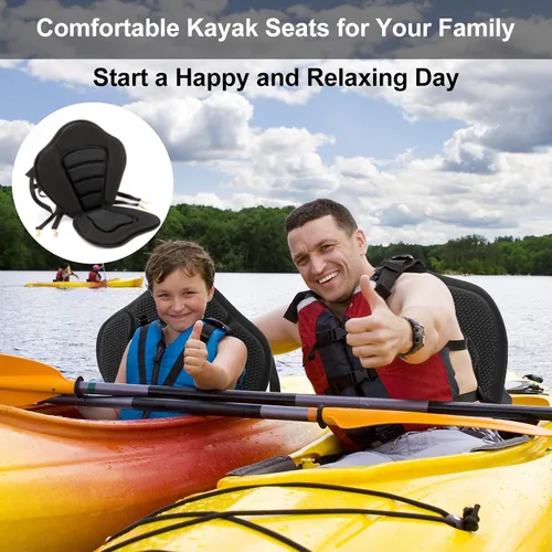 Vista 6 de HLOGREE Asientos de kayak: 1/2 pieza, cojín acolchado grueso con soporte de respaldo, compatible con canoa y Ocean Sup