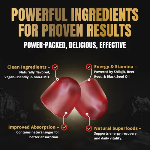 Vista 6 de Gomitas Shilajit naturales del Himalaya para hombres, fabricadas en Estados Unidos, verdadero oro puro shilajit del Himalaya para hombres, gomitas