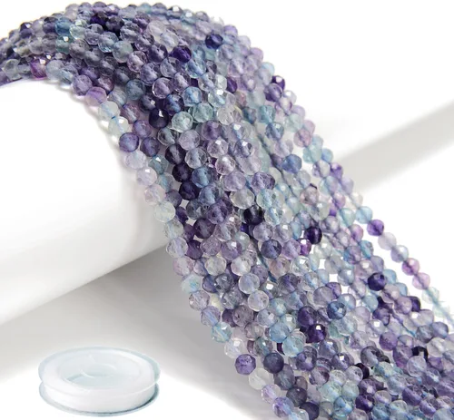 Vista 11 de AD Beads Cuentas naturales de piedras preciosas con corte de diamante micro facetado de 4 mm pequeñas y redondas para hacer collares y pulseras DIY