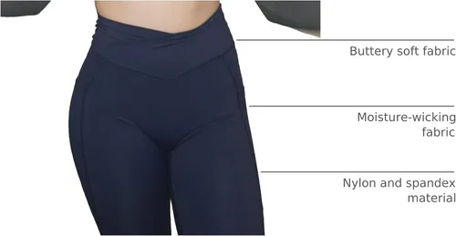 Vista 128 de Aoxjox Trinity - Pantalones de yoga de cintura alta con bolsillos para mujer, control de abdomen, cintura cruzada, leggings de entrenamiento suaves