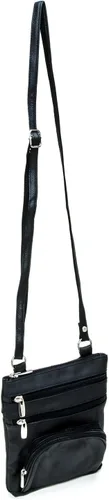 Vista 3 de PammyJ Pequeño bolso cruzado negro de cuero genuino con correa ajustable, Negro