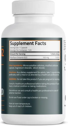 Vista 2 de Bronson Vitamina B2 100 mg sin OMG, 120 cápsulas vegetarianas
