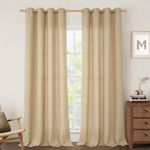 Vista 33 de LAMIT Cortinas de Lino Blancas Semitransparentes para Dormitorio, Paneles Filtrantes de Luz, Cortinas de Lino con Ojales de Protección de Privacidad