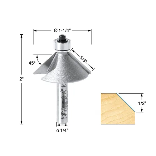 Vista 2 de Amana Tool - Chaflán con punta de carburo 49400 45° x 1-1/4 de diámetro x 1/2 x 1/4 "vástago