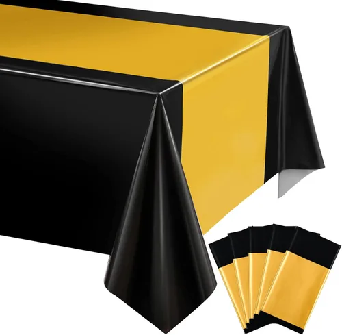 Vista 7 de Tatuo Juego de 3 piezas de mantel de plástico desechable rectangular y mantel para mesa para graduación, baby shower, despedida de soltera, fiesta