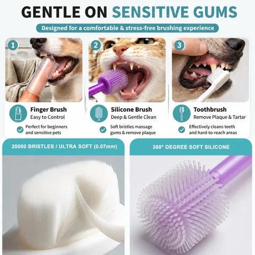 Vista 3 de Cepillo de dientes para perro, cepillos de dientes de 360 grados, cepillos de dientes de triple cabeza, cepillo de dientes de doble cabeza, cepillos