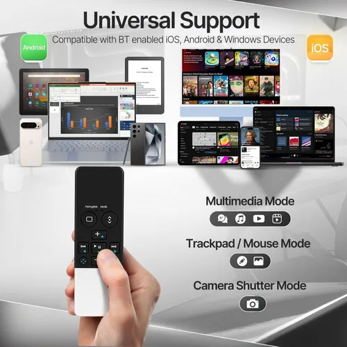 Vista 6 de TNP - Control remoto Bluetooth para iPad iPhone - Trackpad Presentador multimedia para iOS Mac Android Tablet PC - Obturador de cámara inalámbrico
