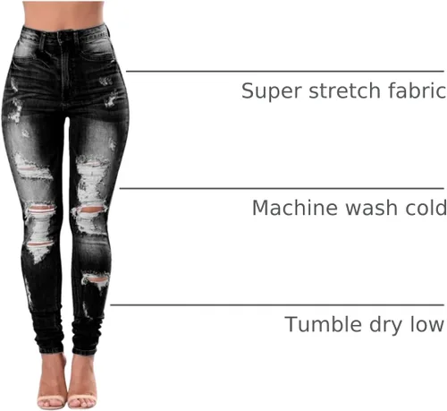 Vista 33 de KUNMI - Pantalones de mezclilla clásicos de cintura alta para mujer, elásticos, con efecto de levantamiento de glúteos, ajustados