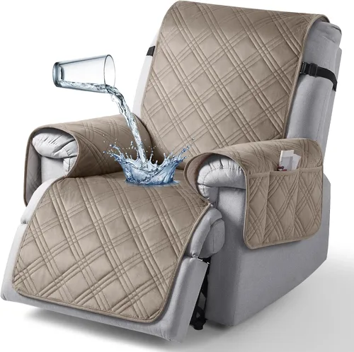 Vista 15 de TAOCOCO Funda para silla reclinable 100% impermeable que se mantiene en su lugar, fundas reclinables para sillas reclinables pequeñas con bolsillo