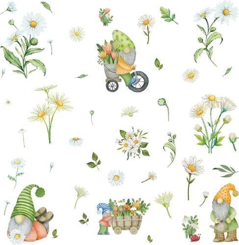 Vista 12 de CRASPIRE 8 estilos de tulipanes de flores, mariposas, calcomanías de pared de PVC floral, impermeables, autoadhesivas, vinilo autoadhesivo