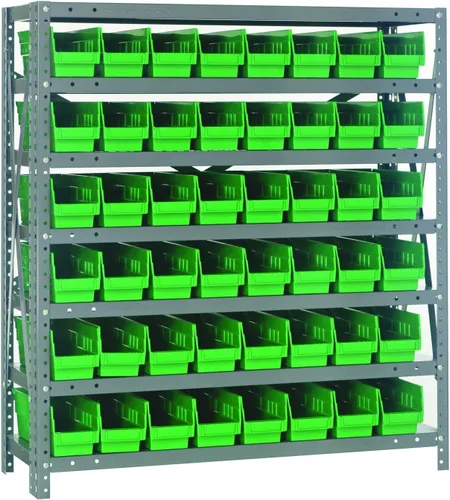 Vista 32 de Quantum QSBU-245BK Heavy Duty Shelving Unit with (7) Shelves and (24) QUS245 Black Bins for Garage Warehouse Storage Distribution 400 lb Load