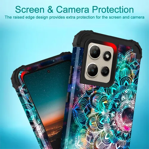 Vista 4 de Hocase for Moto G Power 2026 Case, Shockproof Heavy Duty Protection Soft Silicone Rubber Bumper+Hard Plastic Hybrid Protective Phone Case - Mandala