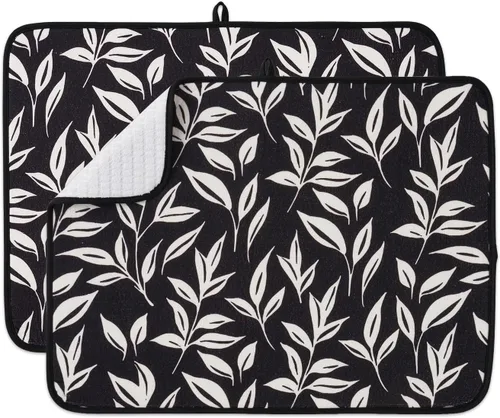 Vista 26 de Paquete de 2 tapetes de secado de platos para encimera de cocina, absorbentes, tapetes escurridor de platos de microfibra, almohadilla de secado