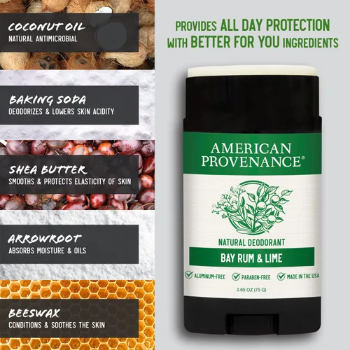 Vista 3 de American Provenance Desodorante natural para hombres y mujeres, desodorante sin aluminio que dura todo el día, fabricado en los Estados Unidos