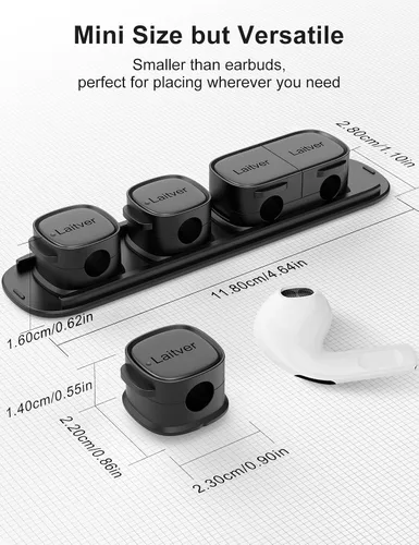 Vista 8 de Paquete de 6 clips magnéticos para cables [apertura/bloqueo en 1s], organizador y sujetador de cables Laitver con adhesivo fuerte para escritorio