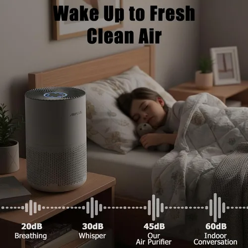 Vista 3 de AIRPLUS Purificador de aire para dormitorio del hogar, cubre hasta 1073 pies cuadrados por motor de alto par de 25 W, filtro lavable 3 en 1 con modo