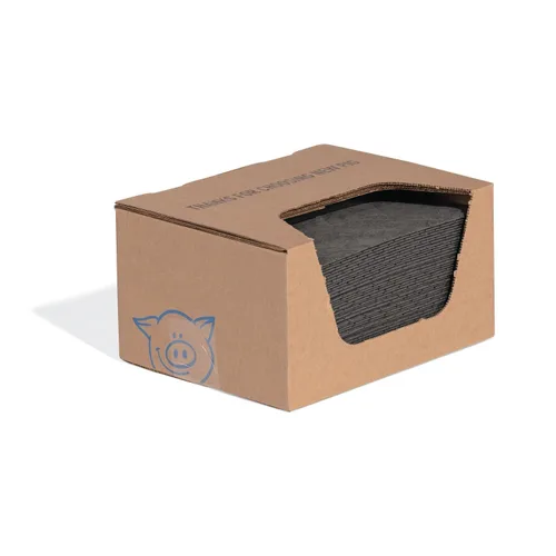 Vista 7 de New Pig, 100 almohadillas en caja despachadora que absorben aceite, solventes, líquido refrigerante y agua, alta absorción de 12 onzas, de 13 pulgas