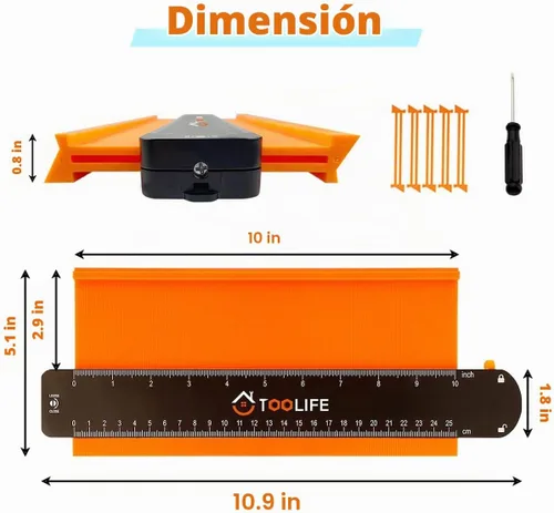 Vista 8 de TOOLIFE Medidor de contorno, regalos de Navidad para hombres, papá, marido, herramientas de carpintería para pisos, carpintería, rellenos