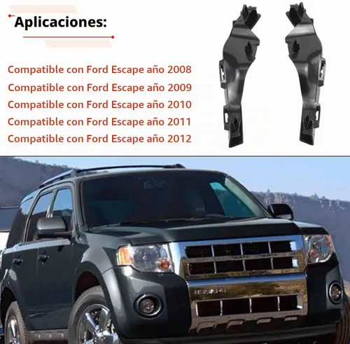 Vista 2 de 1PAIR Soporte de parachoques delantero compatible con Ford Escape Para 2008 2009 2010 2011 2012 Año, para 8L8Z17E814A 8L8Z17E814B