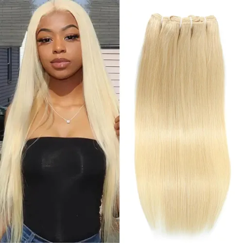 Vista 10 de 613 paquetes de cabello humano de 10 pulgadas, grado 12A, 100% sin procesar, rubio virgen brasileño 613, extensiones de cabello humano para mujeres