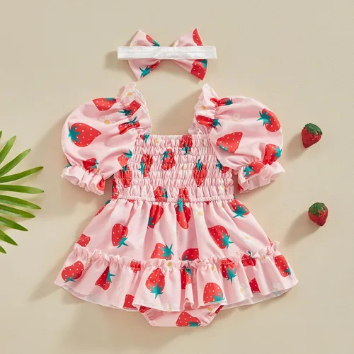 Vista 34 de Mameluco de verano para niña, sin mangas, vintage, con burbujas, vestido de mameluco lindo y diadema