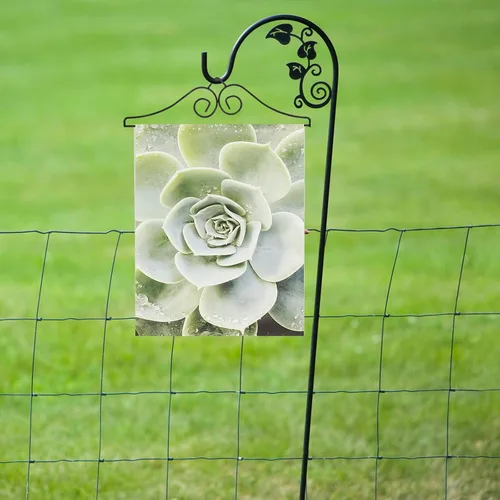Vista 8 de Happyyami 3 piezas de hierro forjado para colgar banderas de jardín, soporte decorativo de metal para bandera al aire libre, soporte colgante