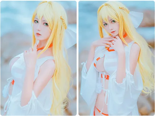 Vista 7 de Weixu Games FGO Fate Grand Order Nero Claudius Cosplay traje sexy bikini traje de baño traje de baño trajes de Halloween