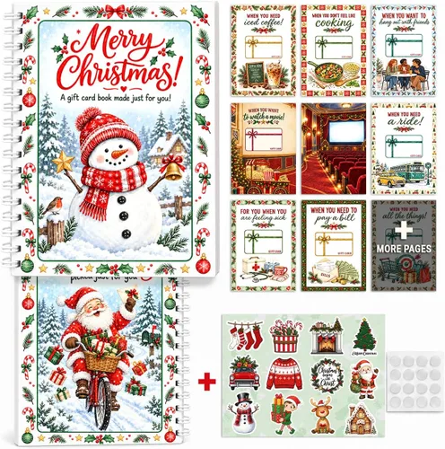 Vista 14 de Libro de tarjetas de Navidad de regalo para adultos, regalo vintage de Papá Papá Noel de Navidad