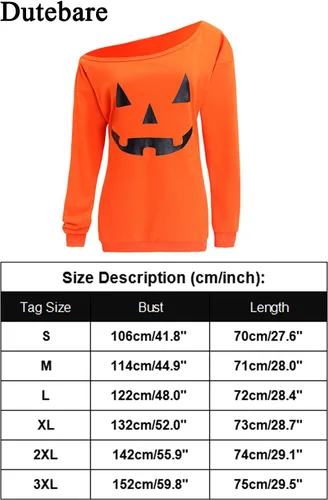 Vista 7 de Dutebare - Sudadera holgada de manga larga para mujer, diseño de calabaza, para Halloween