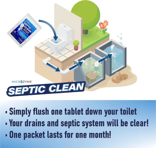 Vista 6 de SEPTIC CLEAN Tabletas de tratamiento limpiador de tanques sépticos con bacterias Suministro de 6 meses de tabletas solubles en agua para un