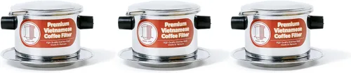 Vista 12 de Juego de filtros de café vietnamita También se le conoce como cafetera vietnamita o prensa extragrande, Acero inoxidable
