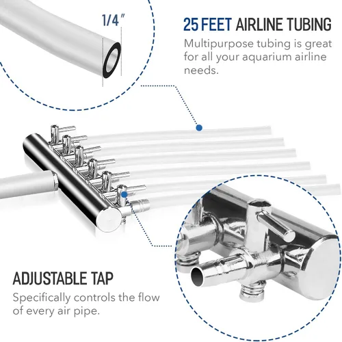 Vista 8 de Simple Deluxe Bomba de aire con salidas de flujo de aire ajustables para acuarios, peceras y sistemas hidropónicos