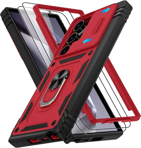 Vista 248 de Gritup Funda para Google Pixel 6 con cubierta deslizante para cámara y protector de pantalla (2 unidades), soporte de anillo giratorio 360°, funda