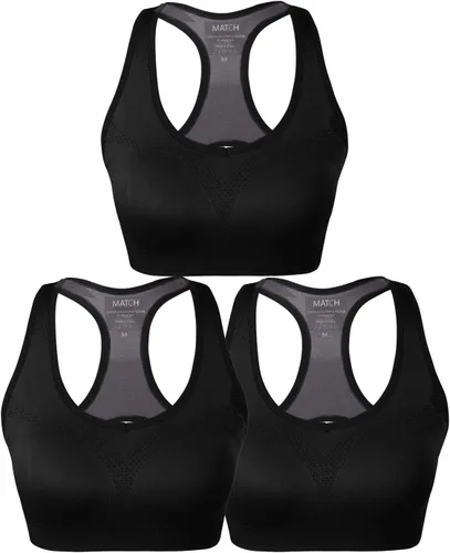 Vista 2 de Match Sujetador deportivo de espalda cruzada para mujer, impacto medio Negro
