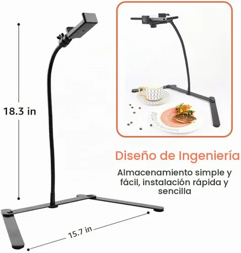 Vista 6 de Trípode ajustable con soporte para teléfono celular, soporte para teléfono superior, soporte en línea para enseñanza en línea para transmisión
