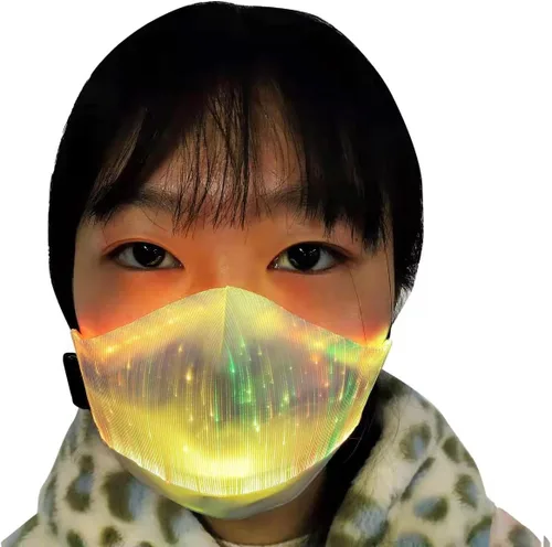 Vista 3 de Mascarillas LED para adultos, 7 colores de fibra óptica con luz LED para fiesta, rave, disfraz de Halloween, máscara facial para mujeres y hombres