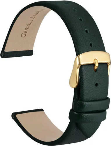 Vista 30 de WOCCI Correa de reloj elegante de 0.315 in de ancho, correa de repuesto de cuero genuino con hebilla dorada (negro)