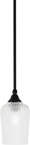 Vista 64 de Toltec Lighting Tallo Colgado Mini colgante, acabado de cobre negro, 3.5" cuadrado humo burbuja vidrio