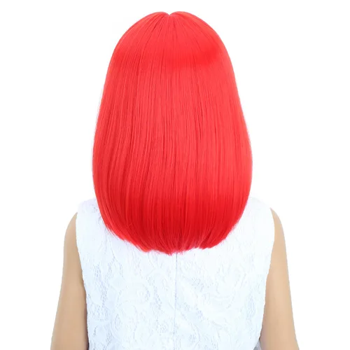 Vista 5 de BERON Peluca roja corta y recta para niños con flequillo para disfraz diario Rojo
