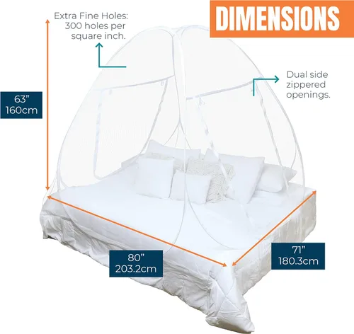 Vista 2 de MEKKAPRO Carpa con Mosquitera – Gran envolvente de carpa de malla plegable de 80" x 71" x 63", diseño desplegable portátil, pantalla de agujeros