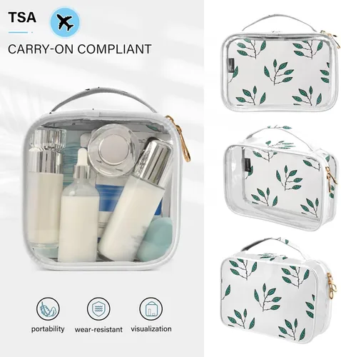 Vista 5 de Bolsas de maquillaje transparentes, 2 unidades, estuche de viaje, neceser, organizador portátil de cosméticos, para hombres y mujeres, bolsa