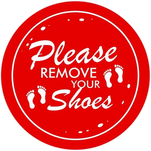 Vista 9 de All Quality Please Remove Shoes Circle Wall Door Sign - Negro (Pequeño)