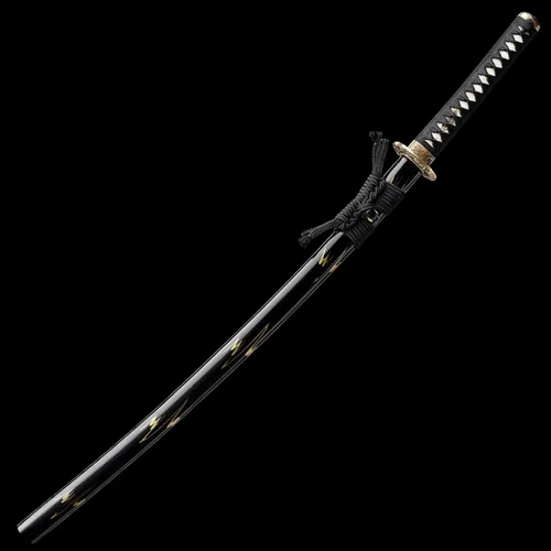 Vista 8 de Espada Katana Samurai, templada en arcilla, acero T10, Hamon real, espada completa Full Tang, hecha a mano, samurái, extremadamente afilada