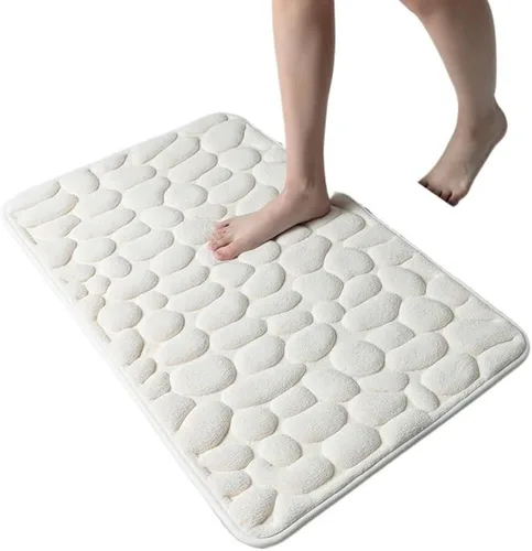 Vista 5 de Alfombra antideslizante de Baño con Relieve De Adoquines, Alfombra Antideslizante De Vellón Coral Para Bañera, Suelo De Ducha, Felpudo, Almohadilla